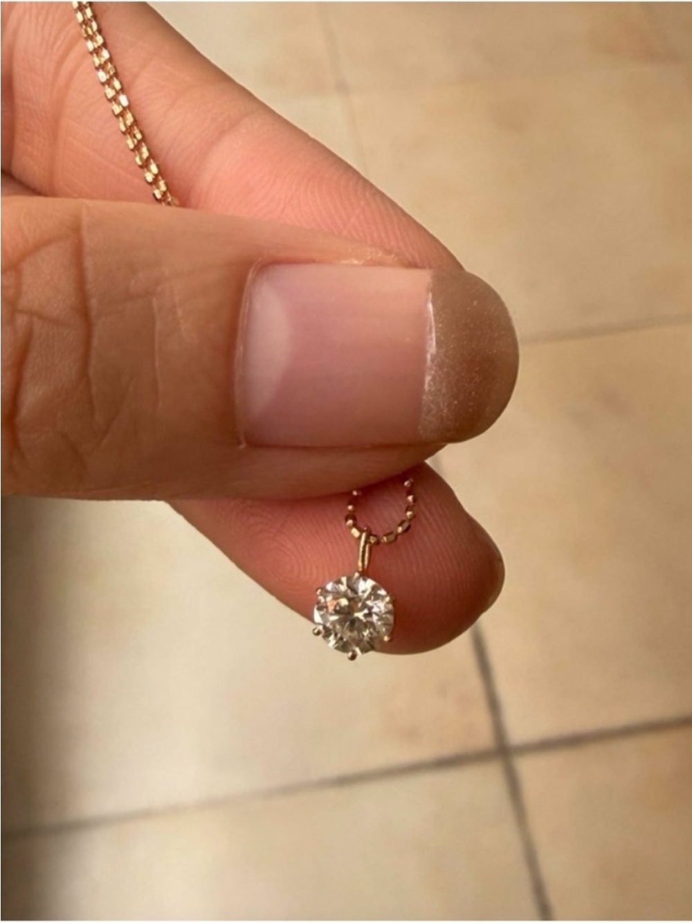 18K gold 0.6 CT real diamond necklace